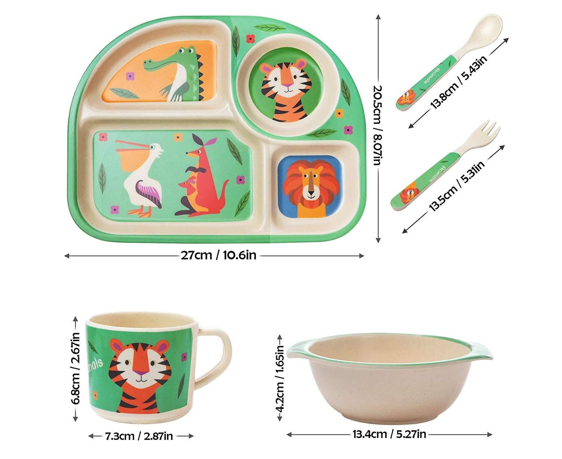Bamboo Babies tableware set, 5-piece tableware set plate, bowl, spoon, fork, cup, recycled natural material bpa free