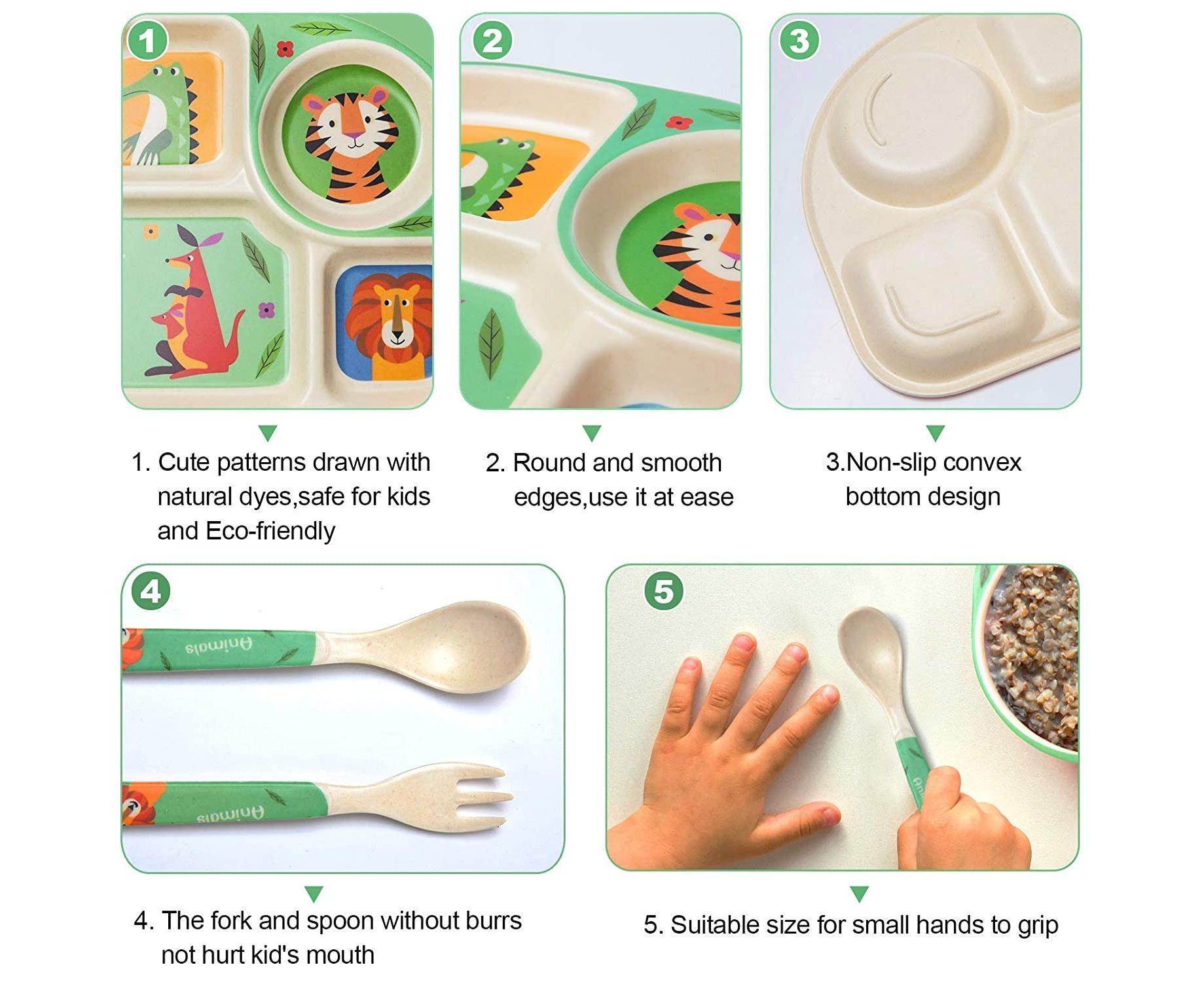 Bamboo Babies tableware set, 5-piece tableware set plate, bowl, spoon, fork, cup, recycled natural material bpa free