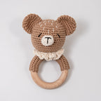Handmade Crochet Baby Pacifier Chain with Wooden Rattle