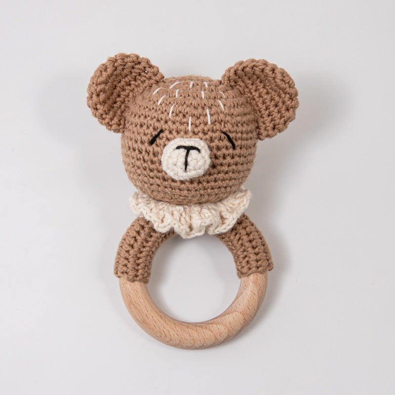 Handmade Crochet Baby Pacifier Chain with Wooden Rattle