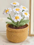 Handmade Crochet Yarn Flower Potted Ornament