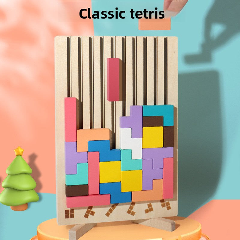 Beech Wood Tetris Puzzle Blocks for Kids
