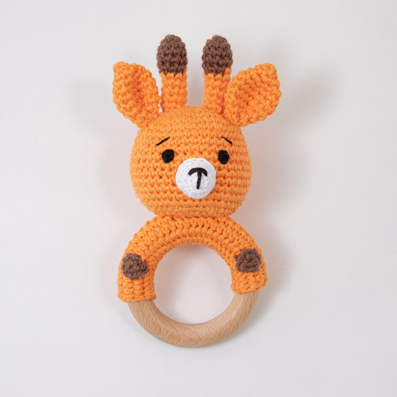 Handmade Crochet Baby Pacifier Chain with Wooden Rattle