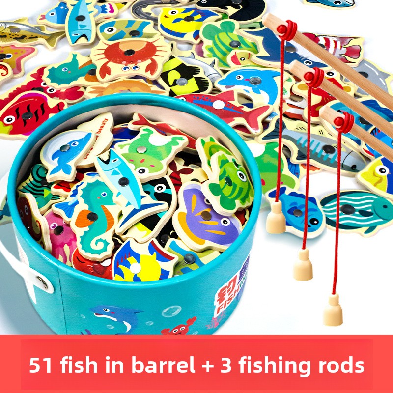 Wooden Magnetic Fishing Game for Kids