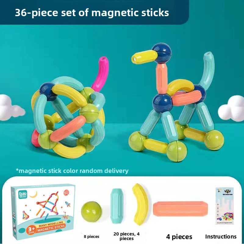 Magnetic rod educational toy for children