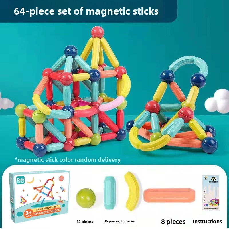 Magnetic rod educational toy for children