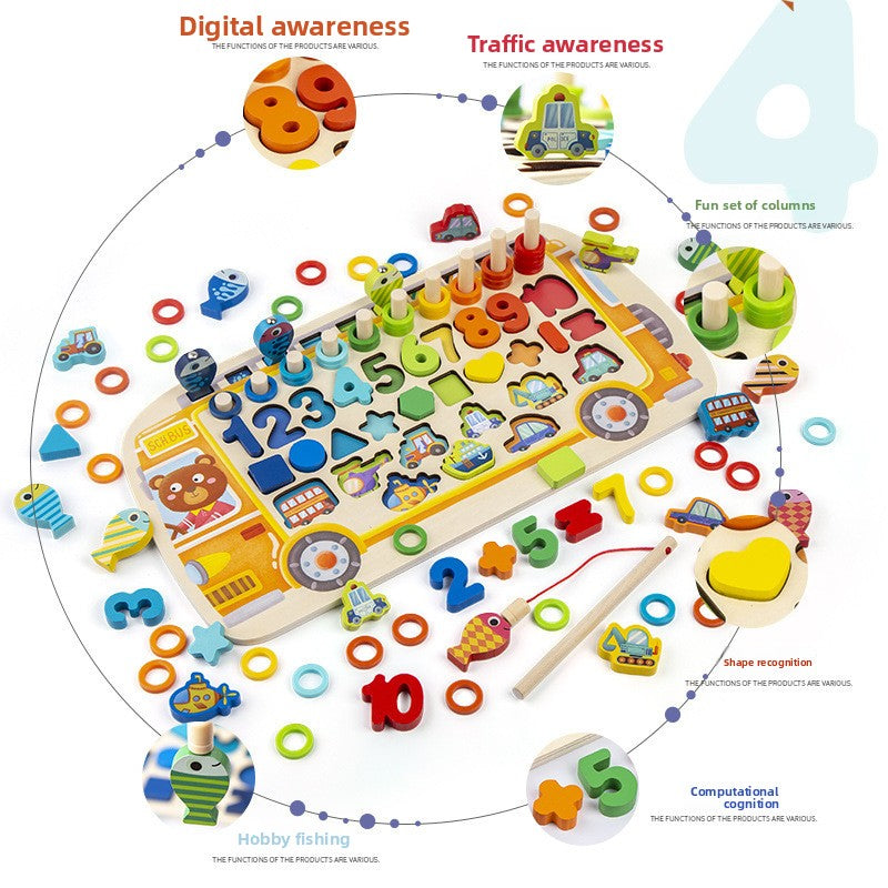 Five-in-One Wooden Educational Toy for Early Learning