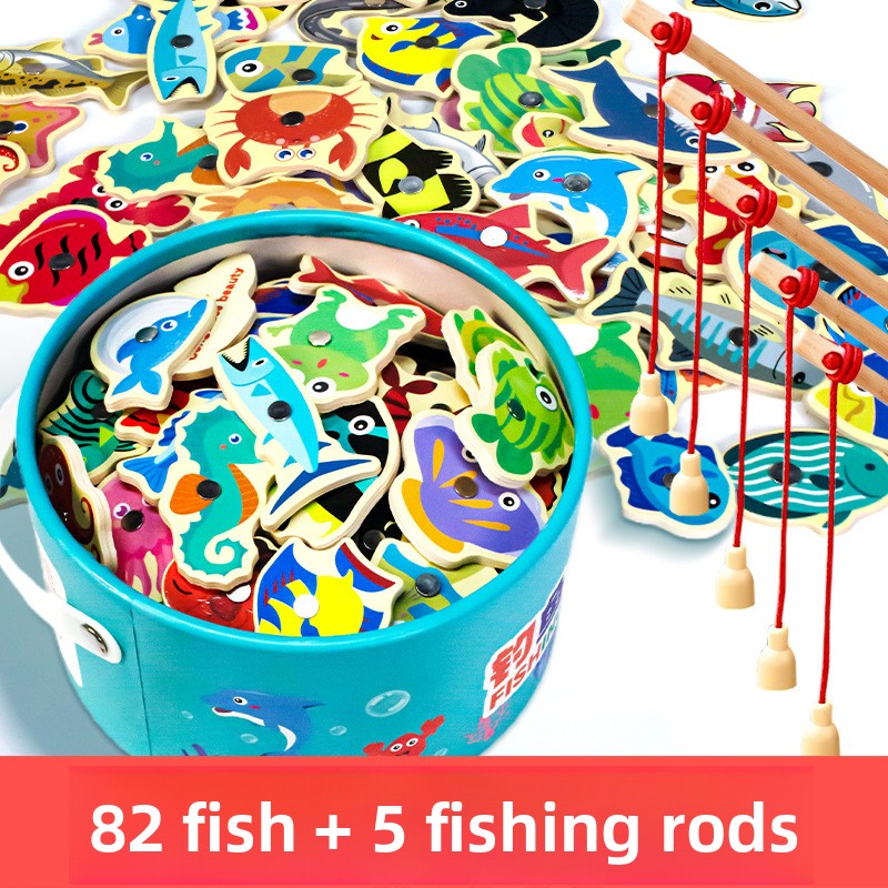 Wooden Magnetic Fishing Game for Kids