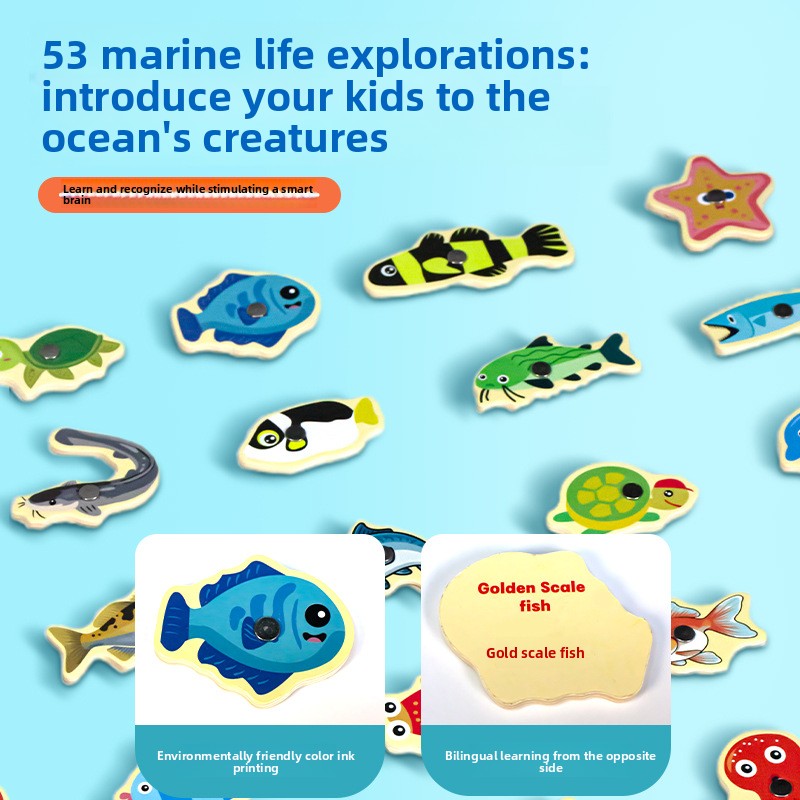 Wooden Magnetic Fishing Game for Kids