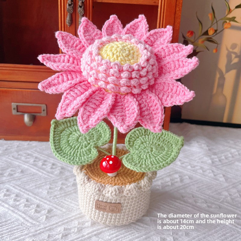 Handmade Crochet Yarn Flower Potted Ornament