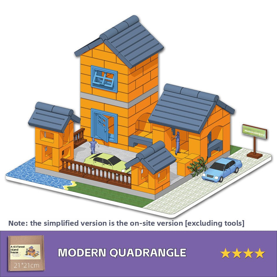 DIY Construction Master Handmade Real Brick Cement House Building Toy