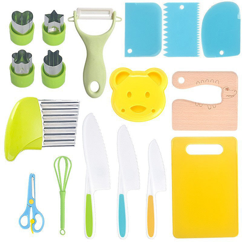 Children Plastic Kitchen Knife Set with Cutting Board