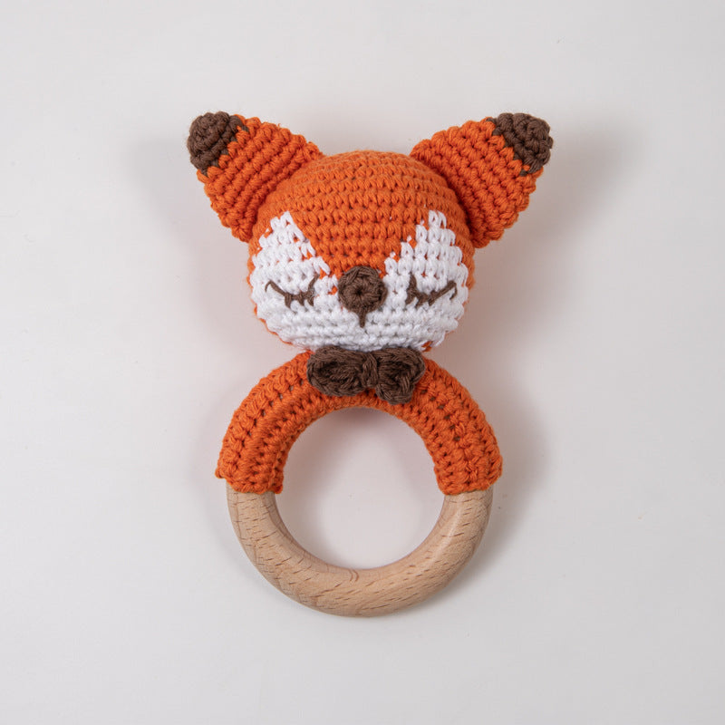 Handmade Crochet Baby Pacifier Chain with Wooden Rattle