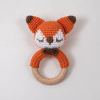 Handmade Crochet Baby Pacifier Chain with Wooden Rattle