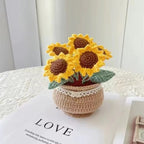 Handmade Crochet Yarn Flower Potted Ornament