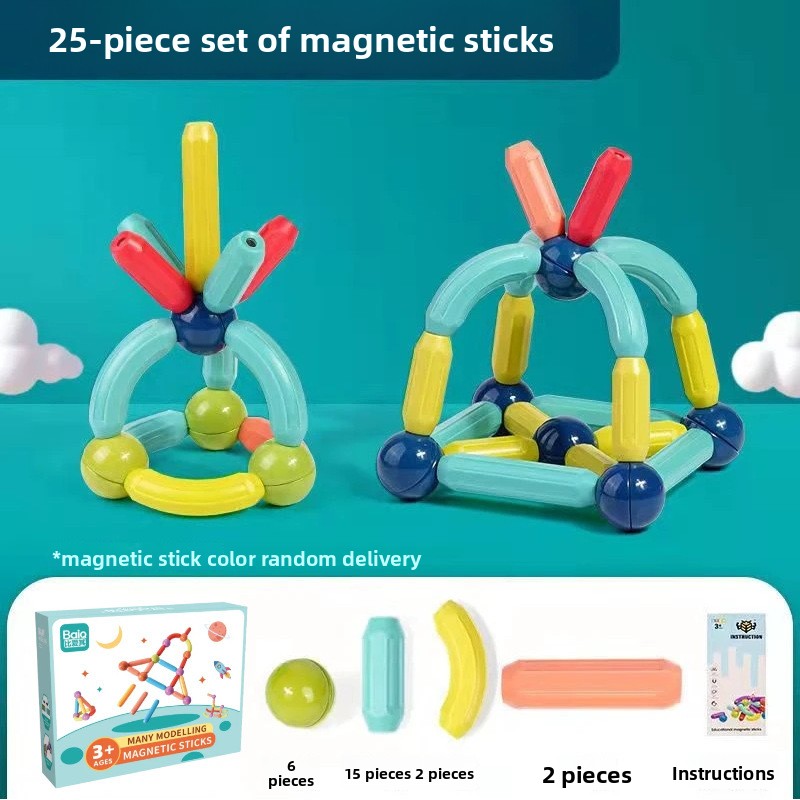 Magnetic rod educational toy for children