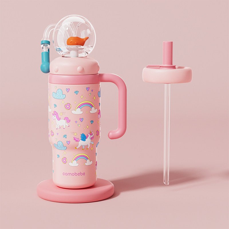 Children Insulated Water Bottle with Dual Lids