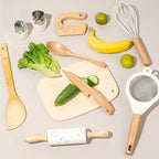 Wooden Play Kitchen Toy Set with Knife and Chopping Board